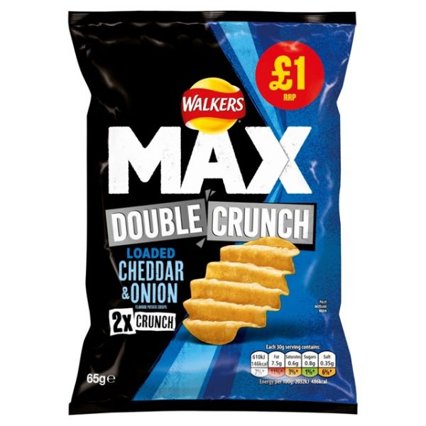 Walkers Max Double Crunch Loaded Cheddar & Onion x 65g